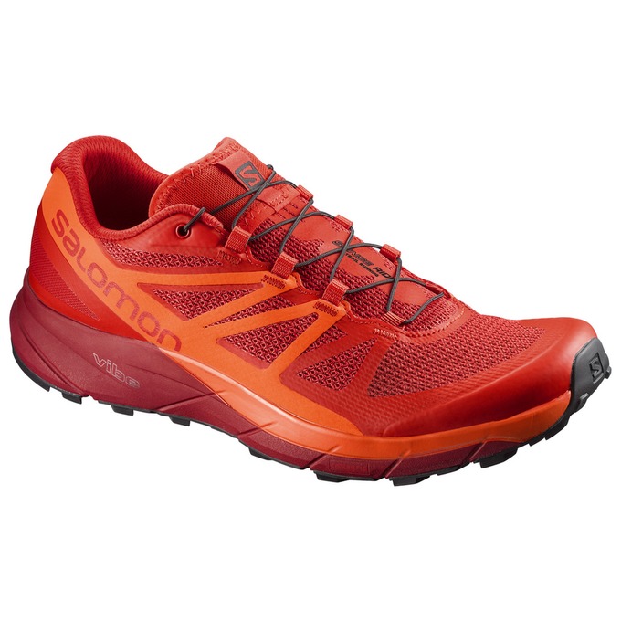 Salomon Singapore Mens Trail Running Shoes - SENSE RIDE Dark Red/Orange | 96271-HWRC